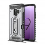 Wholesale Samsung Galaxy S9 Rugged Kickstand Armor Case with Card Slot (Silver)